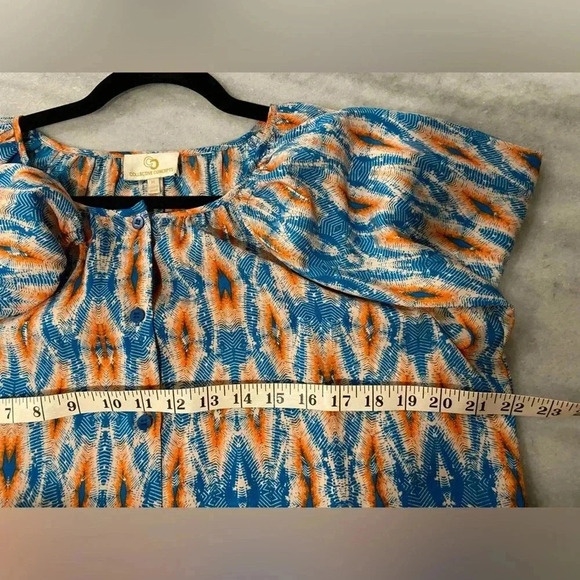 Collective Concepts High Low Button Front Scoop Neck 3/4 Sleeve Blouse Size M - Picture 5 of 10